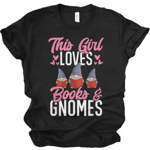 This Girl Loves Books And Gnomes Gardener Dwarf Garden Gnome Unisex Jersey T-Shirt - Bookorys UK