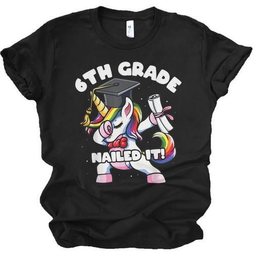Girls Dabbing Unicorn 6th Sixth Grade Nailed It Graduation Unisex Jersey T-Shirt - Best Gift Smart