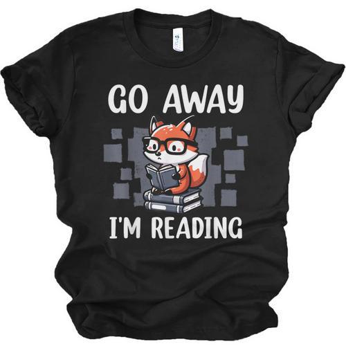 Go Away I'm Reading Book Reader Cute Fox Librarians Unisex Jersey T-Shirt - Bookorys