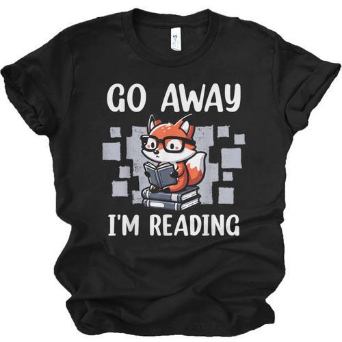Go Away I'm Reading Book Reader Cute Fox Loves Books Unisex Jersey T-Shirt - Bookorys