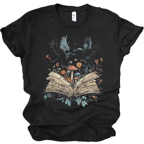 Goblincore Mushroom Cottagecore Aesthetic Book Unisex Jersey T-Shirt - Bookorys AU