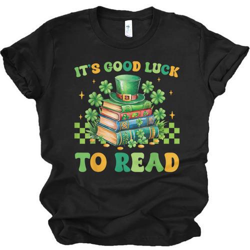 Goods Luck Read Librarian Book Patrick Days Shamrock Clover Unisex Jersey T-Shirt - Bookorys
