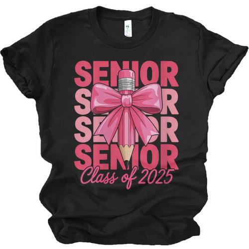 Graduate 2025 For Senior 2025 Graduation Coquette Pink Bow Unisex Jersey T-Shirt - Best Gift Smart