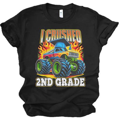 Graduation 2nd Grade Monster Truck Boys I Crushed Grad Unisex Jersey T-Shirt - Best Gift Smart
