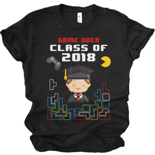 Graduation Class Of 2018 Game Over 8-Bit Gamer Unisex Jersey T-Shirt - Best Gift Smart
