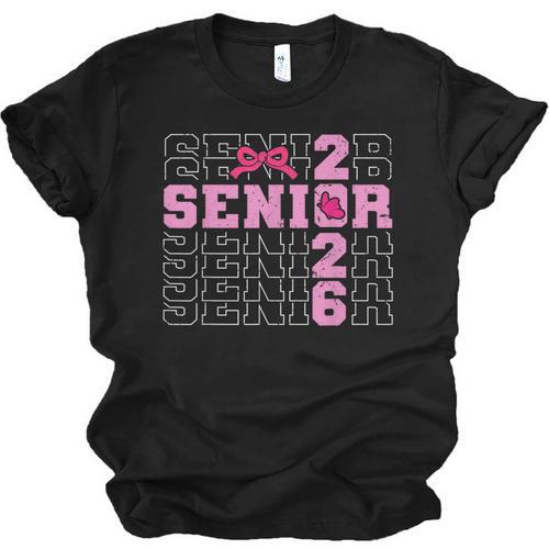 Graduation Class Of 2026 Senior 2026 Pink Bow Coquette Unisex Jersey T-Shirt - Best Gift Smart