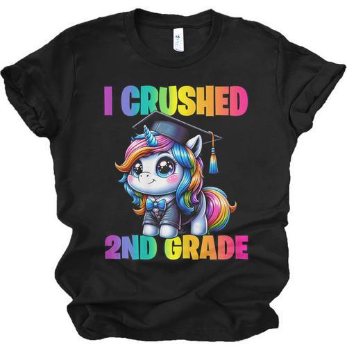 Graduation I Crushed 2nd Grade Unicorn Girls Grad Magical Unisex Jersey T-Shirt - Best Gift Smart