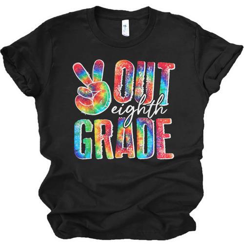 Graduation Peace Sign Out Eighth Grade Tie Dye Hippie Unisex Jersey T-Shirt - Best Gift Smart