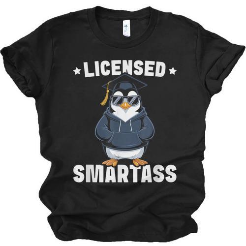 Graduation Penguin Licensed Smartass Graduate Unisex Jersey T-Shirt - Best Gift Smart