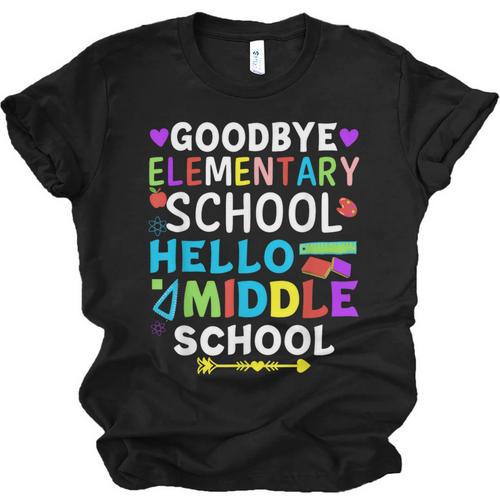 Graduation Shirt For 5th Grader Goodbye Hello Middle School Unisex Jersey T-Shirt - Best Gift Smart