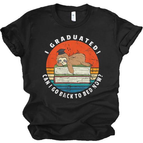 Graduation Sloth Can I Go Back To Bed Now Vintage Unisex Jersey T-Shirt - Best Gift Smart