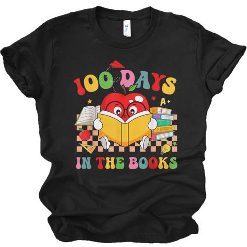 Groovy 100 Days In The Books Reading 100th Day Of School Unisex Jersey T-Shirt - Bookorys CA