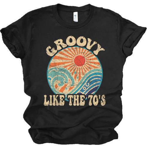 Groovy Like The 70s Aesthetic Nostalgia 1970's Retro Unisex Jersey T-Shirt - Figerry