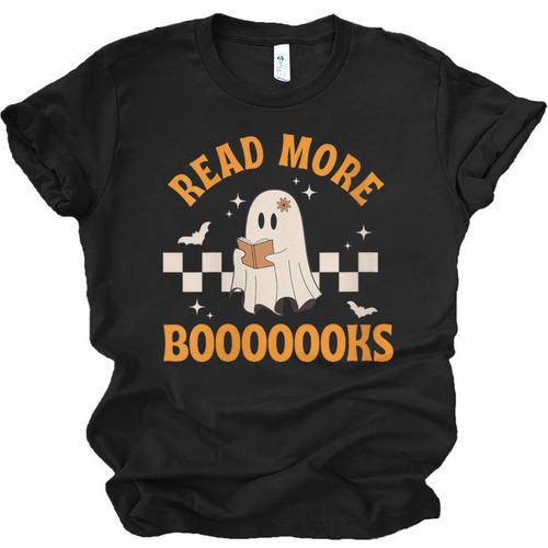 Groovy Halloween Teacher Spooky Read More Book Women Girl Unisex Jersey T-Shirt - Bookorys DE