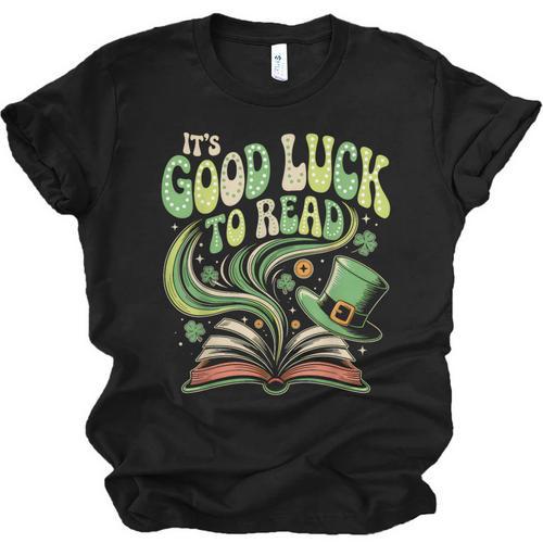 Groovy It's Good Luck To Read St Patrick's Day Book Lucky Unisex Jersey T-Shirt - Bookorys