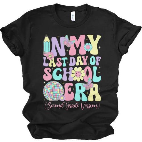 Groovy In My Last Day Of School Era Second Grade Graduation Unisex Jersey T-Shirt - Best Gift Smart