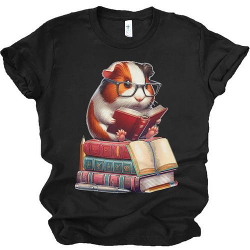 Guinea Pig Reading Books Matching Bookworm Readers Librarian Unisex Jersey T-Shirt - Bookorys CA