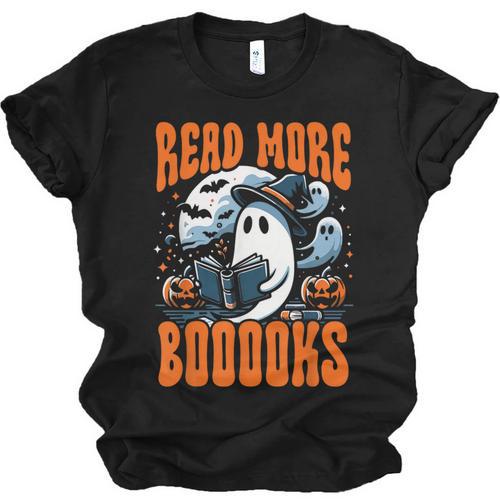 Halloween Book Lover Ghost Boo Pun Read More Boooks Unisex Jersey T-Shirt - Bookorys UK