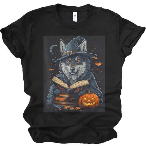 Halloween Girls Boys Cute Wolf Book Pumpkin Kids Halloween Unisex Jersey T-Shirt - Bookorys UK