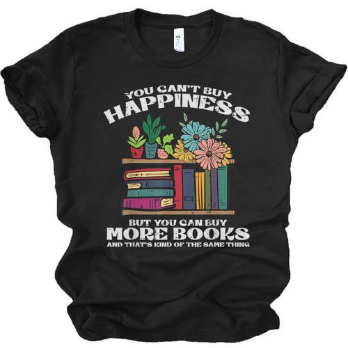 Happiness More Books Read Reading Librarian Men Women Kids Unisex Jersey T-Shirt - Bookorys DE
