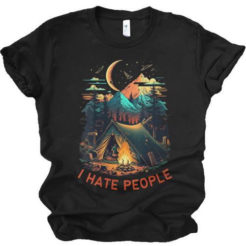 I Hate People Id Rather Be Camping Sarcastic Introvert Unisex Jersey T-Shirt - Raresse