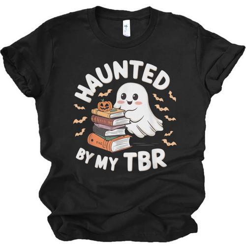 Haunted By My TBR Cute Ghost Book Reading Teacher Halloween Unisex Jersey T-Shirt - Bookorys UK