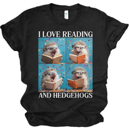 Hedgehog Love Reading And Hedgehogs Child Book Lover Unisex Jersey T-Shirt - Bookorys DE