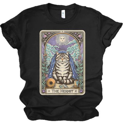 The Hermit Cat Tarot Card Introvert By Georgi Unisex Jersey T-Shirt - Raresse