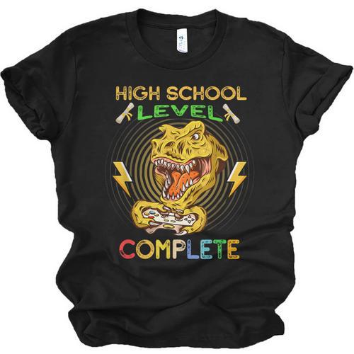 High School Level Complete Gamer Graduation Dinosaur 2021 Unisex Jersey T-Shirt - Best Gift Smart