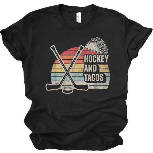 Hockey And Tacos Retro Nostalgia Lovers Unisex Jersey T-Shirt - Figerry