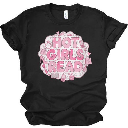 Hot Girls Read Pink Aesthetic Book Lover Reading Unisex Jersey T-Shirt - Bookorys