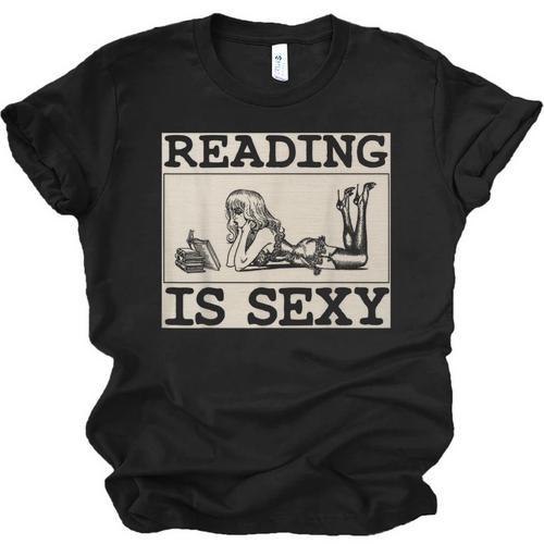 Hot Pin Up Girl Comic Book Vintage Reading Is Sexy Unisex Jersey T-Shirt - Bookorys