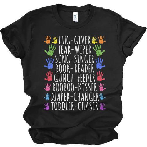 Hug Giver Book Reader Diaper Changer Daycare Teacher Unisex Jersey T-Shirt - Bookorys