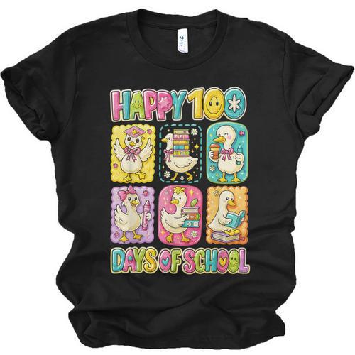 HUGvyn Happy 100 Days Of School Teacher Goose Preppy Books Unisex Jersey T-Shirt - Bookorys