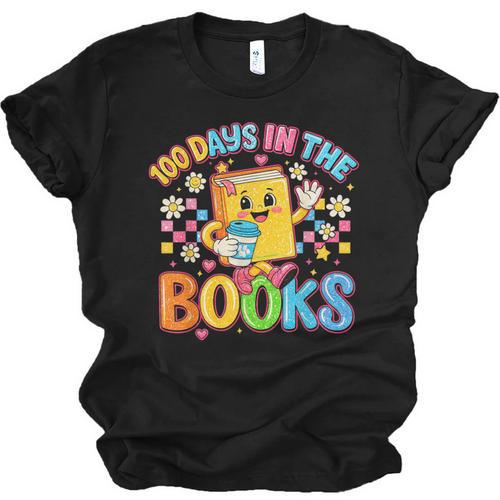 HUGvyn Preppy 100 Days In The Books Teacher Reading Coffee Unisex Jersey T-Shirt - Bookorys DE