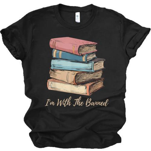 I'm With The Banned Read Banned Books Bookworm Men Women Unisex Jersey T-Shirt - Bookorys AU