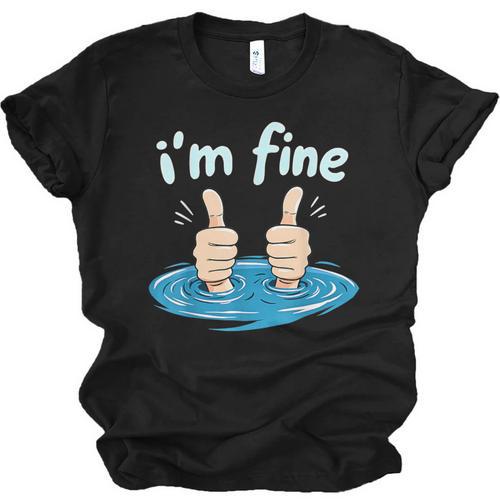 I'm Fine Drowning Thumbs Up Introvert Meme Humor Unisex Jersey T-Shirt - Raresse