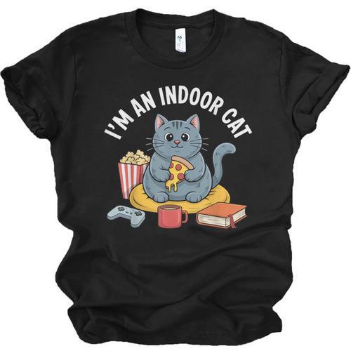 I'm An Indoor Cat Introvert Pizza Popcorn Book Gamer Cat Unisex Jersey T-Shirt - Bookorys AU
