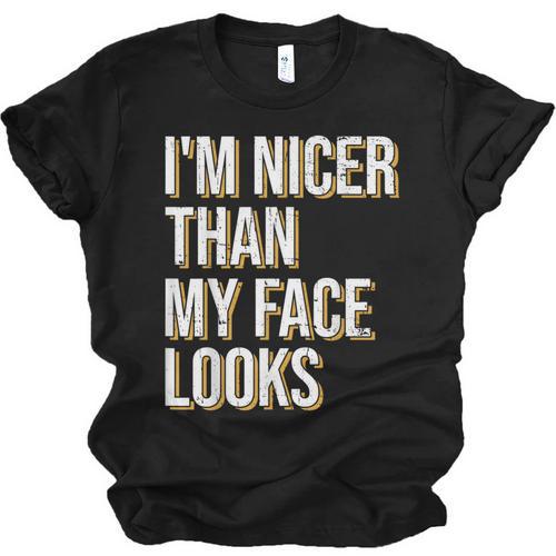 I'm Nicer Than My Face Looks Introverted Introverts Unisex Jersey T-Shirt - Raresse