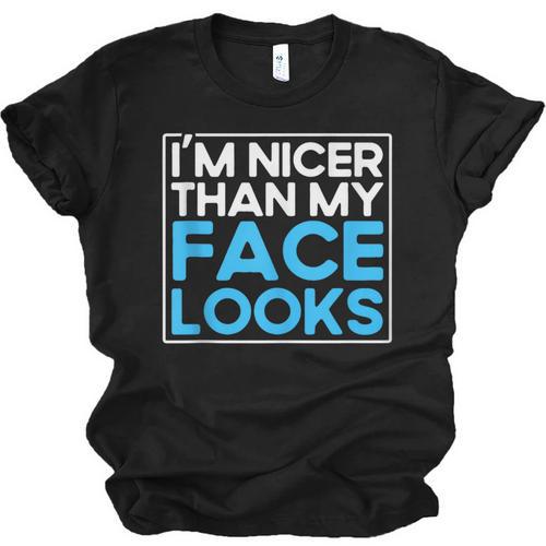 I'm Nicer Than My Face Looks Shy People Introverts Unisex Jersey T-Shirt - Raresse