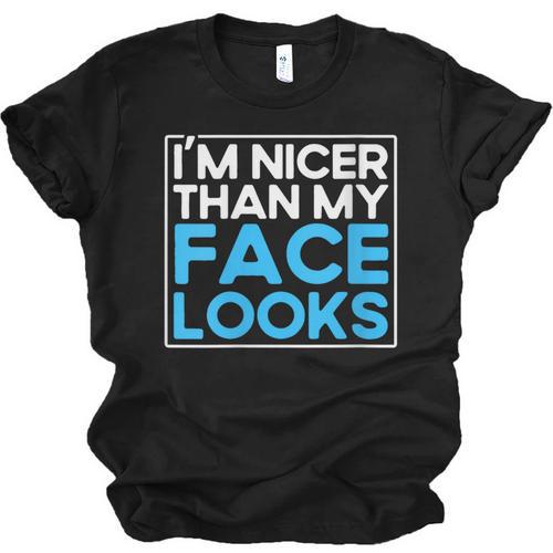 I'm Nicer Than My Face Looks Shy People Introverts Unisex Jersey T-Shirt - Raresse
