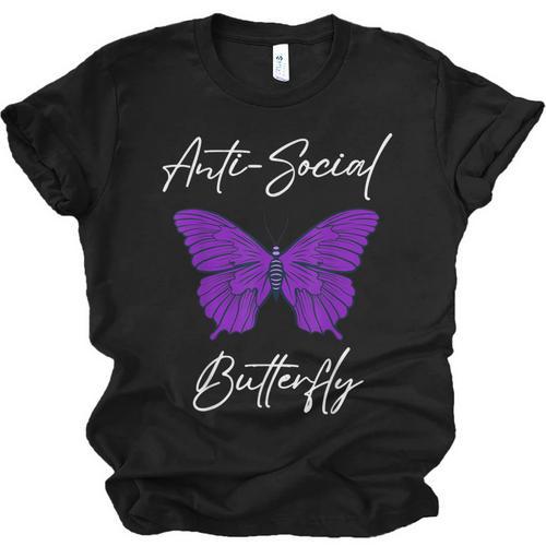 Introvert Antisocial Butterfly For Women Men Unisex Jersey T-Shirt - Raresse