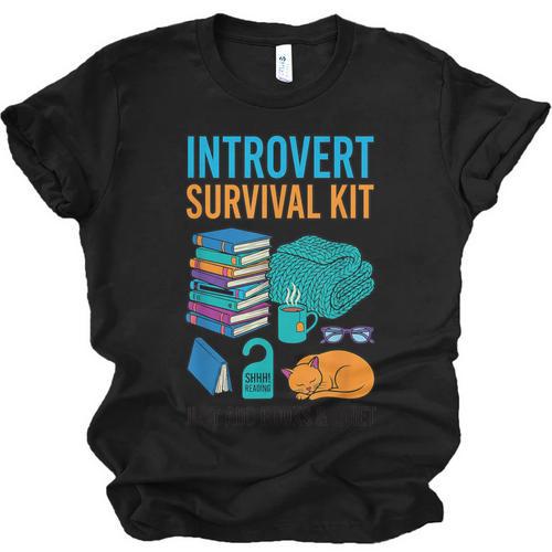 Introvert Book Lover Introvert Survival Kit Unisex Jersey T-Shirt - Raresse