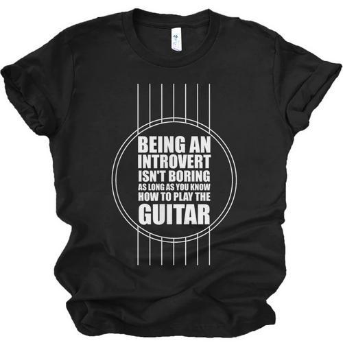 Introvert Guitarist Play Guitar Instrument Music Acoustic Unisex Jersey T-Shirt - Raresse