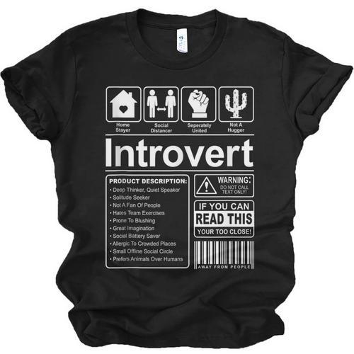 Introvert Label Antisocial Loner Socially Awkward Unisex Jersey T-Shirt - Raresse