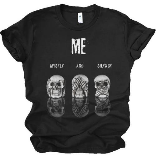 Introvert Relaxation Me Myself And Silence Skulls Unisex Jersey T-Shirt - Raresse