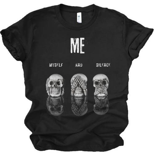 Introvert Relaxation Me Myself And Silence Skulls Unisex Jersey T-Shirt - Raresse