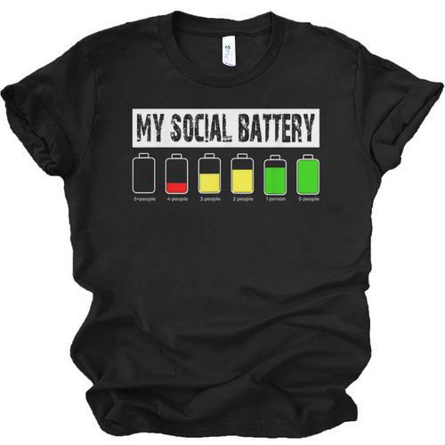 Introvert My Social Battery Low Level Graphic Unisex Jersey T-Shirt - Raresse