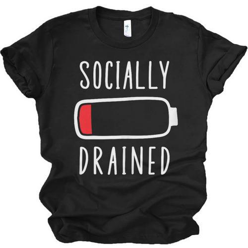 Introvert Socially Drained Battery Unisex Jersey T-Shirt - Raresse
