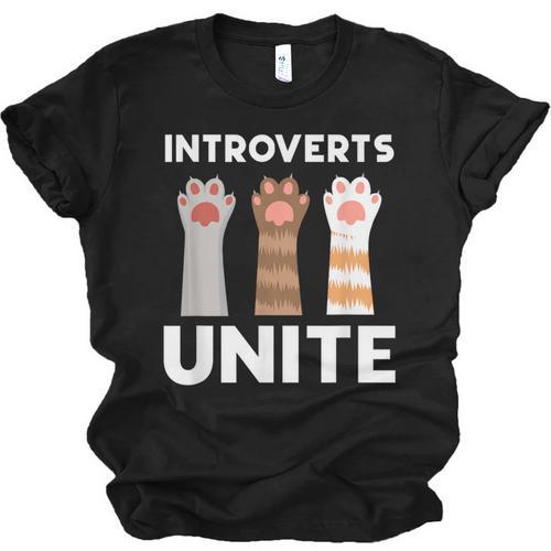 Introvert Unite Kitty Paws Raise Introverted Gathering Unisex Jersey T-Shirt - Raresse
